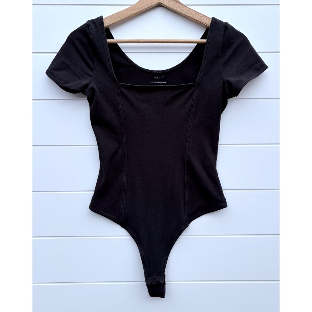 Urban Outfitters Out From Under Black Bodysuit Square Neck Short Sleeve Size S